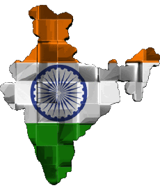 Fahnen Asien Indien Karte 