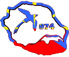 Banderas Francia D.O.M - T.O.M La Réunion Mapa 