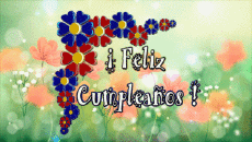 Mensajes Español Feliz Cumpleaños Floral Fondo animado 004 