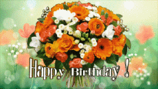 Mensajes Inglés Happy Birthday Floral Fondo animado 004 