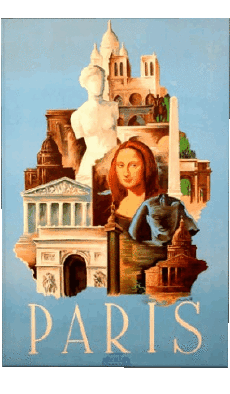 Umorismo -  Fun Poster retrò - Luoghi France Paris 