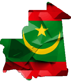 Bandiere Africa Mauritania Carta Geografica 