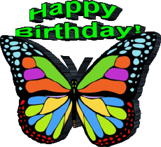 Messagi Inglese Happy Birthday Butterflies Sfondo trasparente 002 