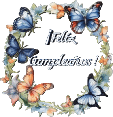 Messagi Spagnolo Feliz Cumpleaños Mariposas Sfondo trasparente 007 