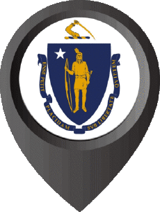 Flags America U.S.A - States Massachusetts Location Pin 