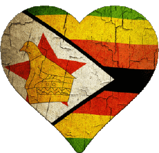 Drapeaux Afrique Zimbabwe Coeur 