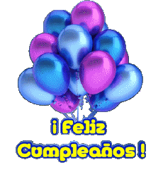 Messages Espagnol Feliz Cumpleaños Globos - Confeti 004 
