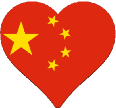 Drapeaux Asie Chine Coeur 