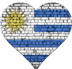 Flags America Uruguay Heart 
