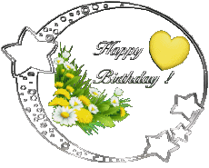 Messages English Happy Birthday Floral Transparent Background 010 