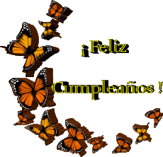 Mensajes Español Feliz Cumpleaños Mariposas Fondo transparente 009 