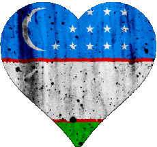Fahnen Asien Usbekistan Herz 