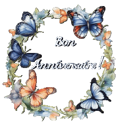 Messagi Francese Bon Anniversaire Papillons Sfondo trasparente 007 