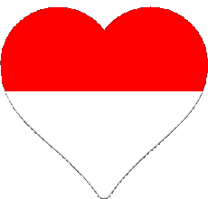 Banderas Asia Indonesia Corazón 