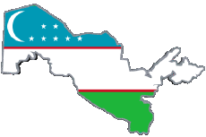 Flags Asia Uzbekistan Map 