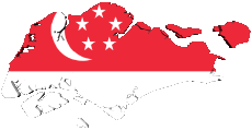 Fahnen Asien Singapur Karte 