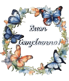 Mensajes Italiano Buon Compleanno Farfalle Fondo transparente 007 