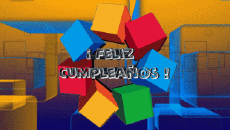 Mensajes Español Feliz Cumpleaños Abstracto - Geométrico Fondo animado 002 