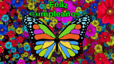 Mensajes Español Feliz Cumpleaños Mariposas Fondo animado 002 