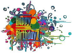 Messages English Happy Birthday Abstract - Geometric Transparent Background 008 