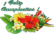 Mensajes Español Feliz Cumpleaños Floral Fondo transparente 001 