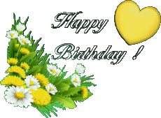 Messages English Happy Birthday Floral Transparent Background 010 