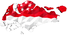 Drapeaux Asie Singapour Carte 