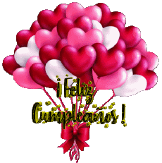 Nachrichten Spanisch Feliz Cumpleaños Globos - Confeti 009 