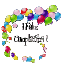 Messages Espagnol Feliz Cumpleaños Globos - Confeti 012 
