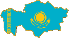 Flags Asia Kazakhstan Map 