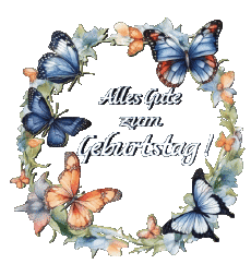 Mensajes Alemán Alles Gute zum Geburtstag Schmetterlinge 007 