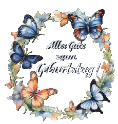 Messages German Alles Gute zum Geburtstag Schmetterlinge Transparent Background 007 