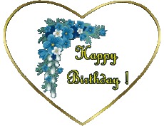 Messagi Inglese Happy Birthday Floral Sfondo trasparente 002 