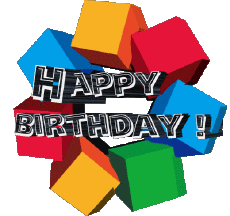 Messages Anglais Happy Birthday Abstract - Geometric Fond Transparent 004 