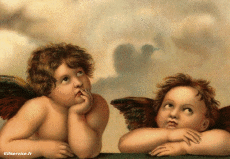 Raffaello Sanzio - Les chérubins - (Détail de la chapelle Sixtine)-Humor - Fun Morphing - Parece Varias pinturas recreación de arte covid de contención desafío Raffaello Sanzio - Les chérubins - (Détail de la chapelle Sixtine)
