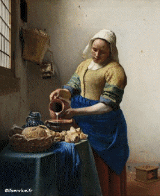 Umorismo -  Fun Morphing - Sembra Artisti pittori ricreazioni d'arte covid contenimento Getty sfida - Johannes  Vermeer 
