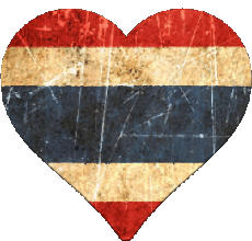 Drapeaux Asie Thaïlande Coeur 