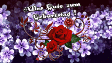 Messages Allemand Alles Gute zum Geburtstag Blumen Fond Animé 003 