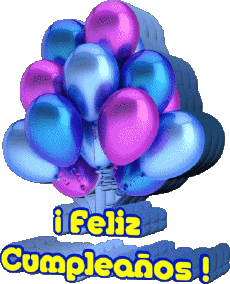 Messagi Spagnolo Feliz Cumpleaños Globos - Confeti 004 