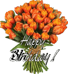 Messagi Inglese Happy Birthday Floral Sfondo trasparente 012 