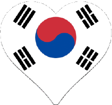 Drapeaux Asie Corée du Sud Coeur 