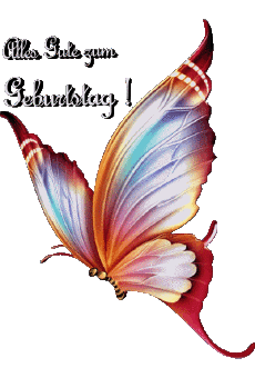 Messages German Alles Gute zum Geburtstag Schmetterlinge Transparent Background 008 