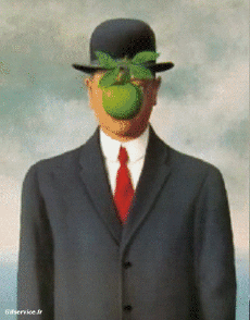 Humor -  Fun Morphing - Sehen Sie aus wie Maler Künstler Eindämmung Covid Kunst Nachbildungen Getty Herausforderung - René Magritte 