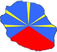 Flags France D.O.M - T.O.M La Réunion Map 