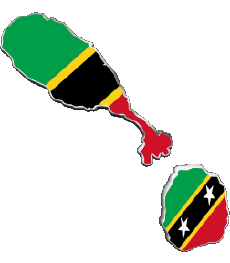 Bandiere America Saint Kitts e Nevis Carta Geografica 