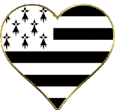 Banderas Francia Regiones Bretaña Corazón 