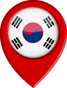 Fahnen Asien Südkorea Standort-Pin 