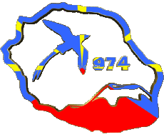 Banderas Francia D.O.M - T.O.M La Réunion Mapa 