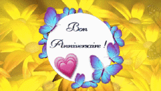 Messagi Francese Bon Anniversaire Papillons Sfondo animato 001 