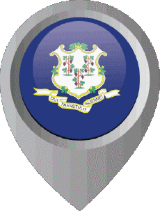 Drapeaux Amériques U.S.A - Etats Connecticut Epingle de Localisation 